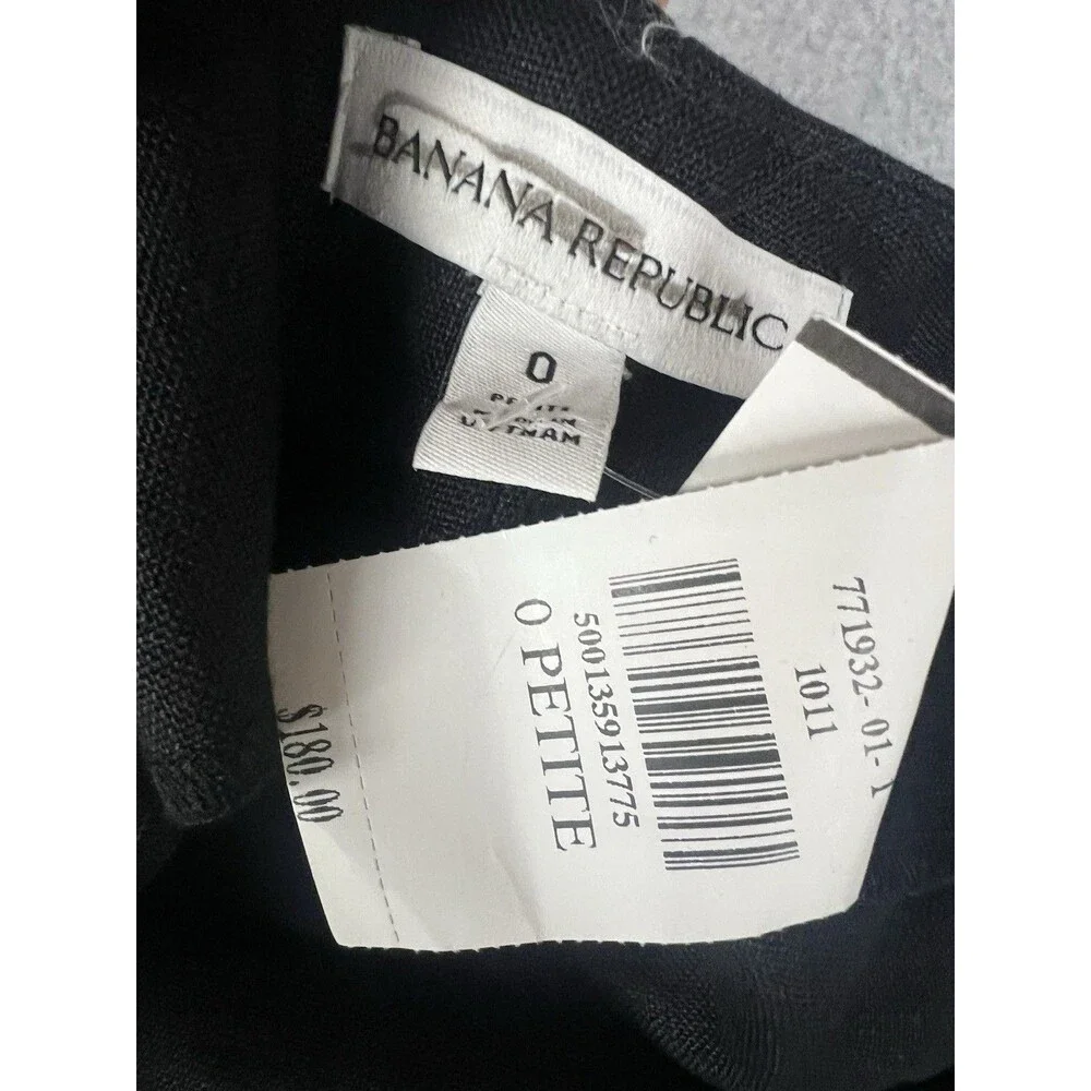 NWT Banana Republic Linen Belted Workwear Jumpsuit Black Sz 0 P MSRP $180